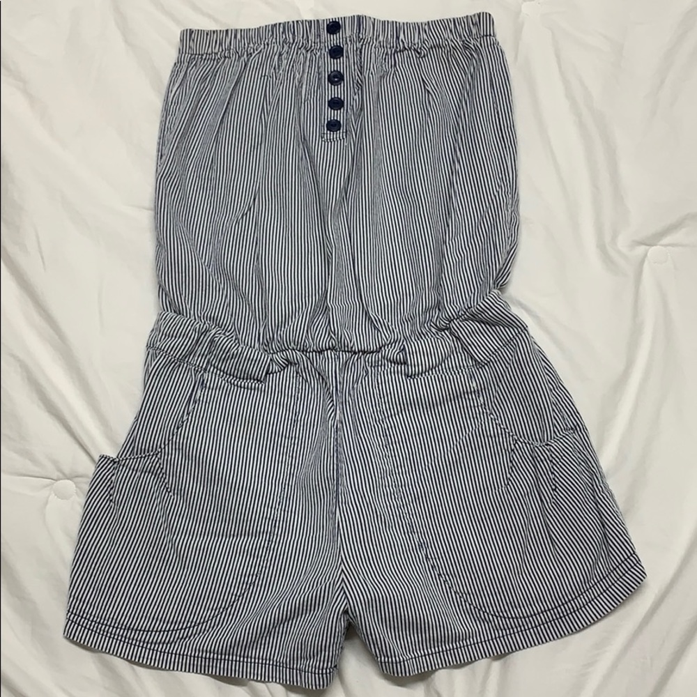 Pinstripe Shorts Romper